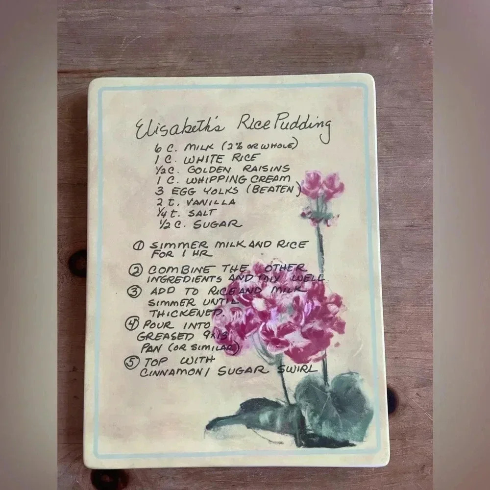 Vintage "2003 Enesco Carol Rowan hydrangea “Elisabeth's Rice Pudding” Recipe